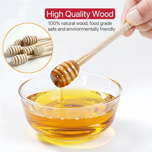 CINBILCORN 4 Pcs Wooden Honey Dippers - 3 Inch Drizzle Sticks