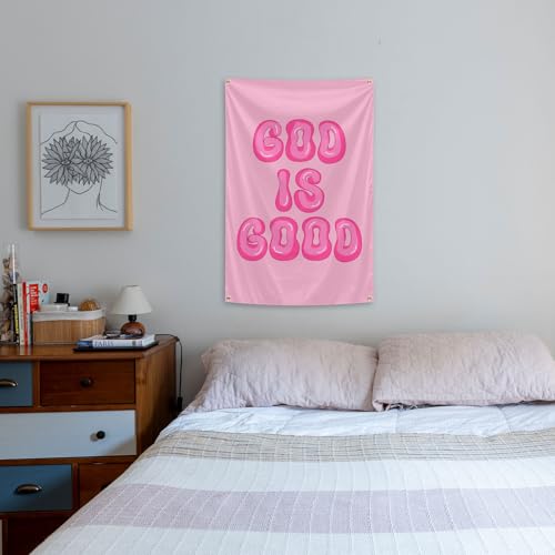 God is Good Pink Wall Decor Flag 2x3 Feet for Indoor & Outdoor