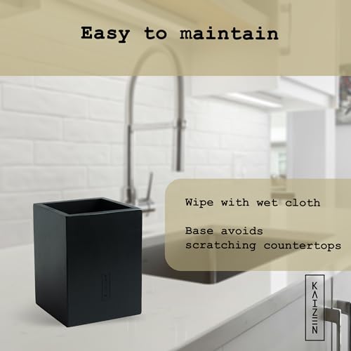 KAIZEN Black Bamboo Utensil Holder - Stylish Kitchen Organizer