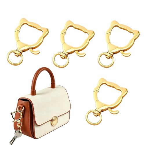 4 Pcs Cat Shape Gold Swivel Keychain Clasps for Jewelry and Crafts