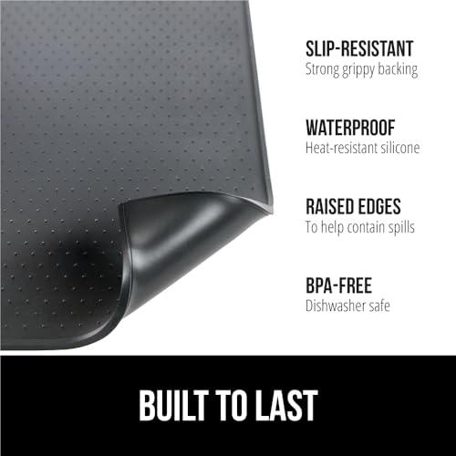 Gorilla Grip Silicone Coffee Mat - Waterproof 15x23 Inch for Espresso Bar, Black
