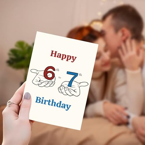 Funny 7th Birthday Card for Kids - Cute Hand-Illustrated Design