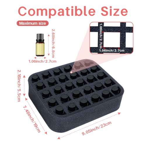 LANDFOBO Black Essential Oils Organizer with Foam Pad, Holds 30 Bottles
