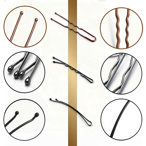 BechKCpro 150 Pcs Professional Hair Pins Set - Wavy, Curved Bobby & U-Shaped Bun Pins with Storage Box