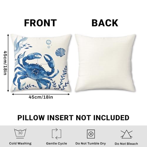 Bonhause Coastal Throw Pillow Covers, Marine Animal Design, 18x18 Inch, Set of 4