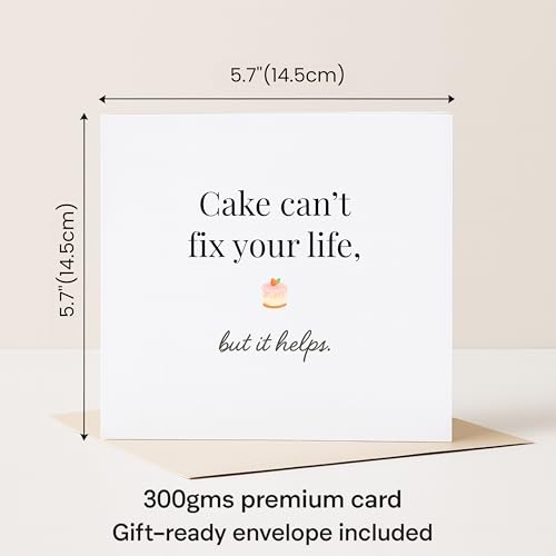 MissDaisy Funny Birthday Card – 'Cake Can't Fix Your Life' Humor