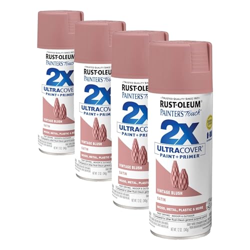 Rust-Oleum Painter's Touch 2X Ultra Cover Spray Paint Satin Vintage Blush 12 oz Pack of 4