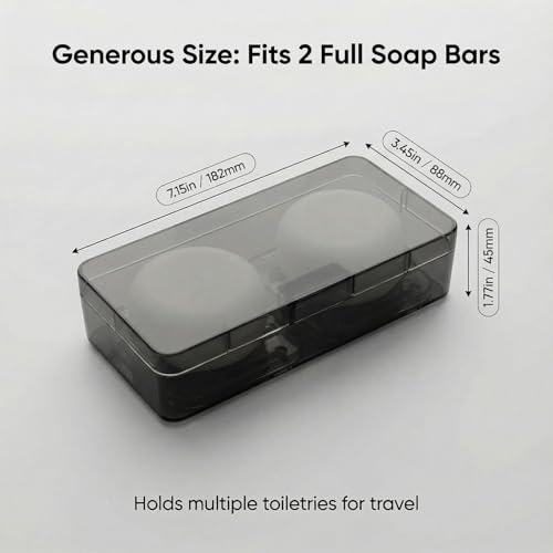 Extra-Large Shower Bar Holder with Lid & Drain Layer - Fits 2 Bars