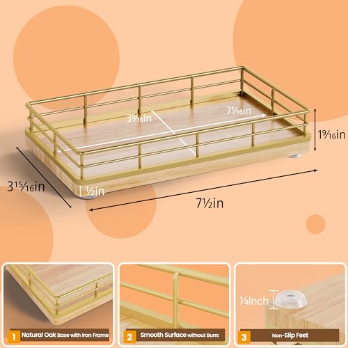 Natural Oak Wooden Decorative Tray 7.5" x 3.9" x 1.5" Focusonit - Versatile Home Organizer