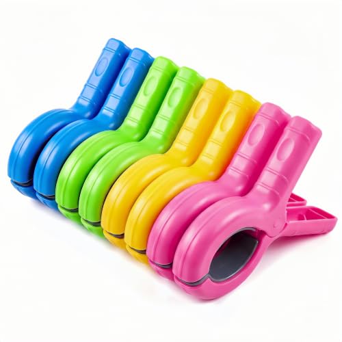 8-Pack Heavy-Duty Beach Towel Clips with Storage Pouch - Non-Slip, Windproof, Vibrant Colors