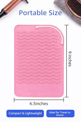 Heat Resistant Silicone Mat for Hair Straightener & Curling Iron - Pink 9x6.5"