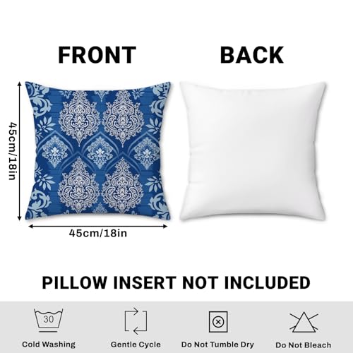 Bonhause Navy Blue Boho Velvet Throw Pillow Covers 18x18, Set of 4