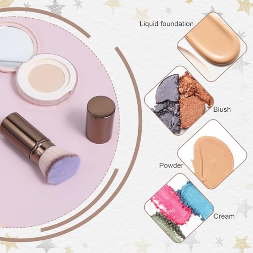Xelsluthe Retractable Kabuki Makeup Brush - Portable Travel Face Brush