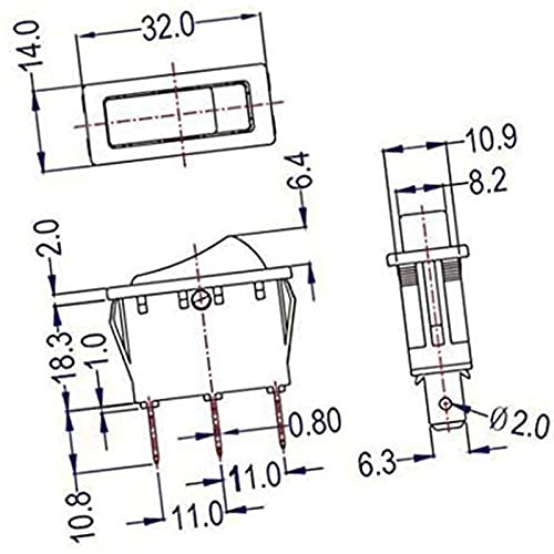 Replacement Lighted Rocker Switch for Electric Fireplaces - 20A 125VAC