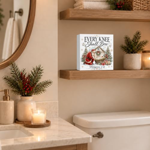 Every Nativity Christmas Decor - Christian Santa Holiday Wooden Sign