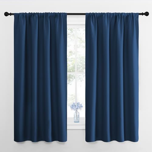 NICETOWN Moroccan Blue Blackout Curtains 42"W x 54"L, 2 Panels