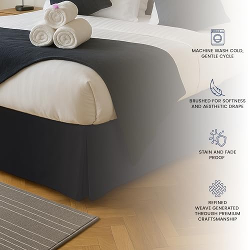 Full Size Bed Skirt - 16-Inch Drop, Pleated White Microfiber