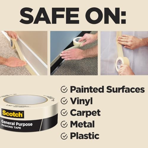 Scotch General Purpose Masking Tape 0.94 Inch x 1 Roll Indoor/Outdoor, Eco-Friendly