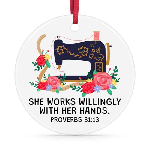 Ceramic Sewing Ornament Gift for Quilters & Seamstresses