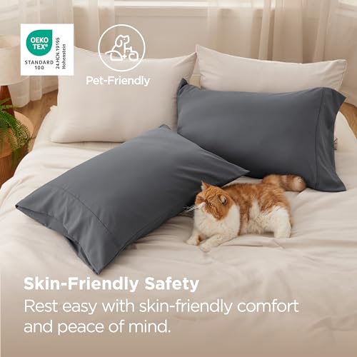 Bedsure Standard Pillow Cases Set of 2 - Dark Grey, 20x26 Inches