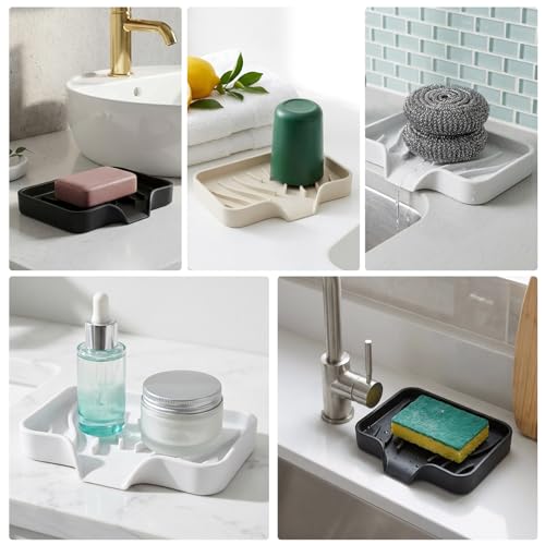 Silicone Soap Holder 3-Pack - Self-Draining Non-Slip Tray