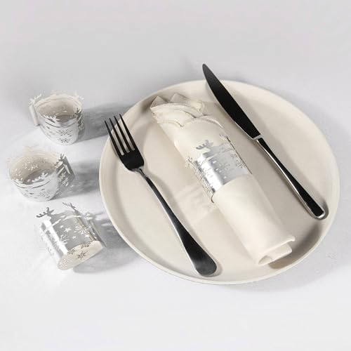 Silver Deer Disposable Napkin Rings - 50pcs Elegant Table Decor