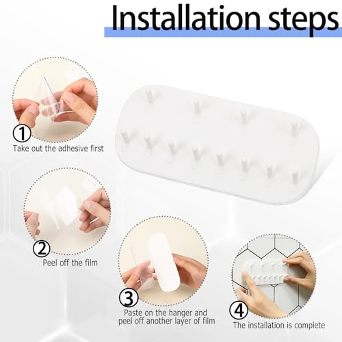 KALIONE Wall Mounted Necklace Holder with 6 Hooks - White Plastic Organizer