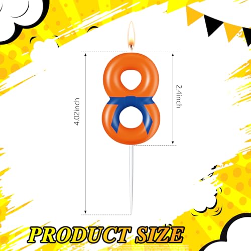 MTLEE Anime Number Birthday Candle - Orange & Blue, 8