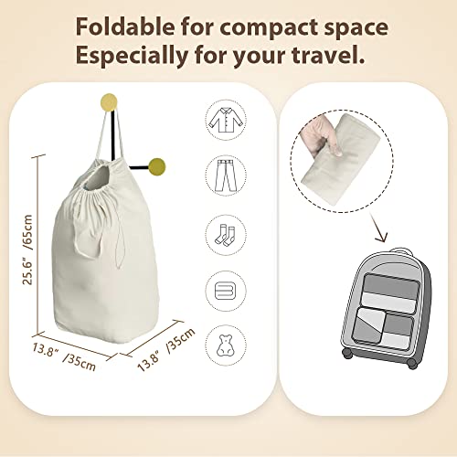 MCleanPin Washable Laundry Bags with Handles, 140L Storage - Beige (2 Pack)
