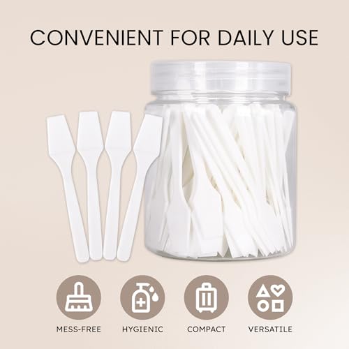 PANA 100pcs Disposable Plastic Cosmetic Spatulas 2.5 Inch White Cream Applicator