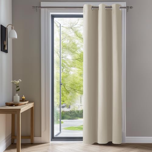 Deconovo Blackout Curtain, Light Beige Grommet Panel 42"W x 63"L