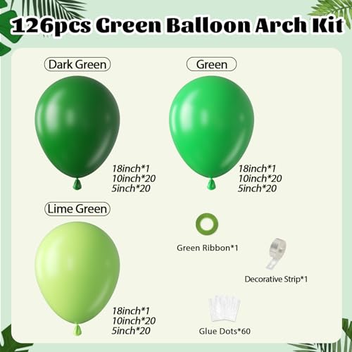 126pcs Dark Lime Green Balloon Arch Kit for Parties