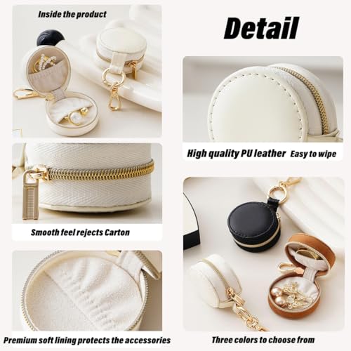BWTRQ Portable Travel Jewelry Box - Small Ring Holder Case, White