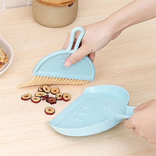 JIBOLAT Mini Broom and Dustpan Set - 3-Piece Handheld Cleaning Kit (3 Colors)