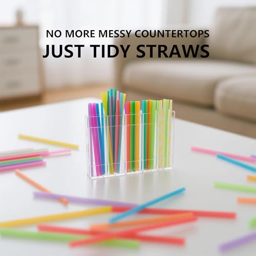Ortarco Acrylic Straw Holder Organizer for Cabinet Door with Drainage