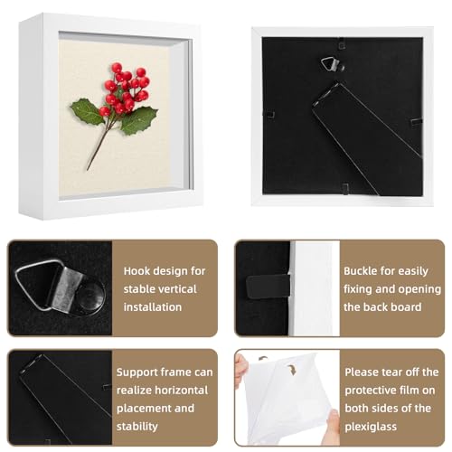 5x5 White Shadow Box Frame with Acrylic Front & Foam Back