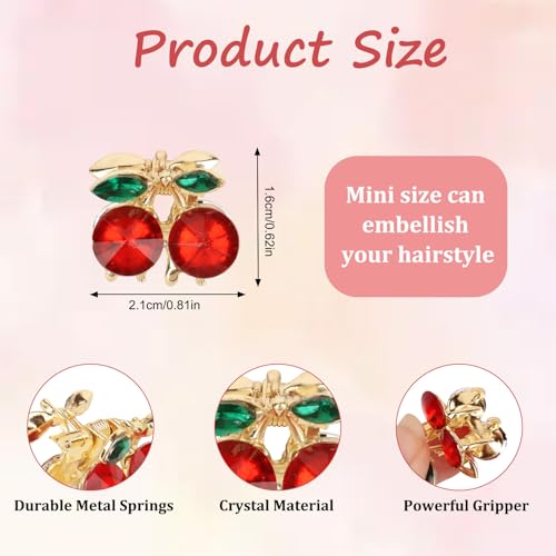 GAFATORY 6-Pack Mini Cherry Hair Claw Clips Non-Slip Rhinestone Hair Accessories