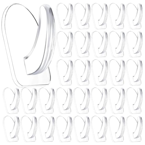 40 Clear Adhesive Wall Hooks - Reusable Transparent Hangers
