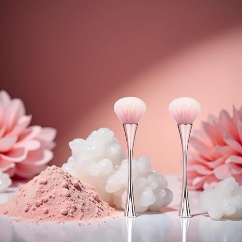 Awexzecor 2Pcs Rose Gold Nail Art Dust Brush Soft Cleaner for Acrylic Nails