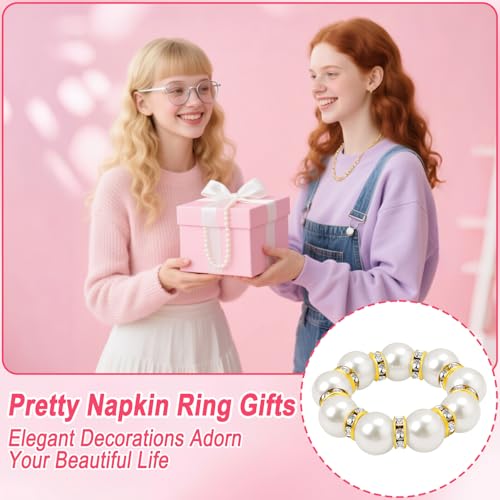 20Pcs Gold Pearl Napkin Ring Set - Wedding Party Table Decor Aa-Gold