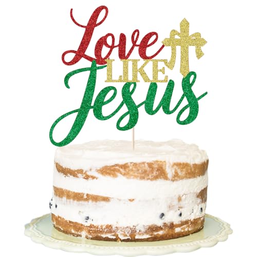 Happy Birthday Jesus Cake Topper - Glitter Religious Decoration