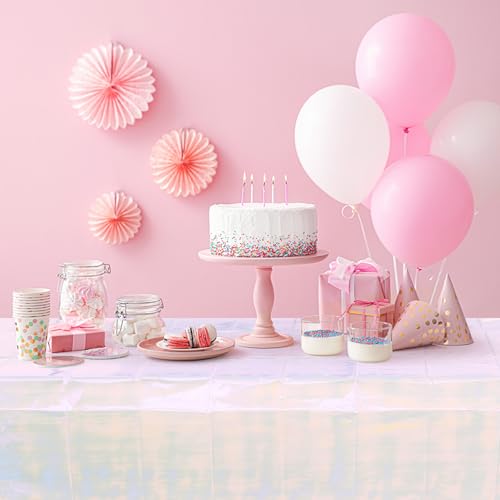 3 Pack Iridescent White Plastic Tablecloths - 40 x 108 Inch Disposable Covers for Parties