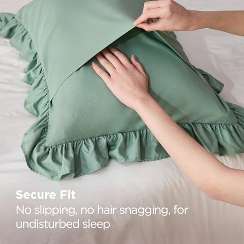 Bedsure Sage Green Ruffle Pillow Cases Set of 2 | 20" x 26"