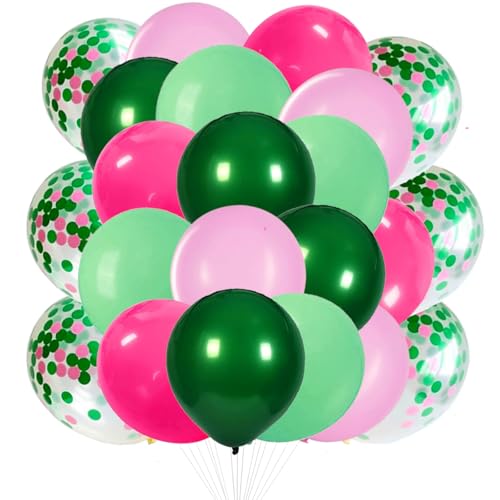 12 Inch Pink and Green Balloons - 50pcs for Party Decorations