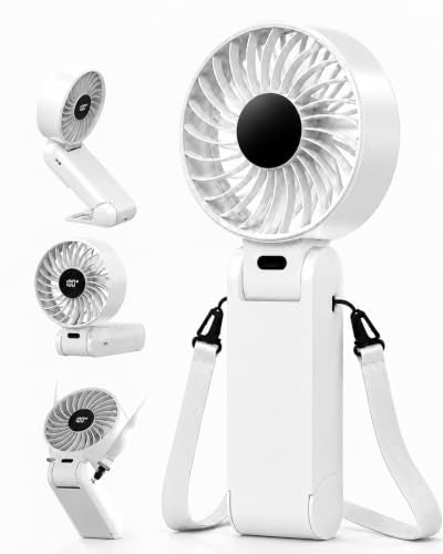 Portable Handheld Fan, USB Rechargeable Foldable Desk Fan with 5 Speeds