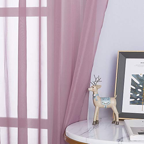 NICETOWN Purple Sheer Curtains 63 Inch - Grommet Top Voile Drapes