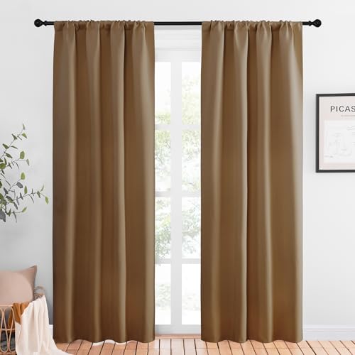 NICETOWN 42x84 Blackout Curtains - Gold Brown, Room Darkening Drapes
