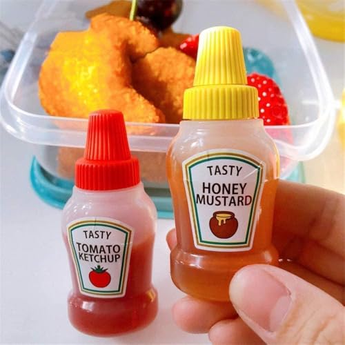 Zhuluck 4Pcs Mini Ketchup Squeeze Bottles 25ml Refillable Bento Box Containers