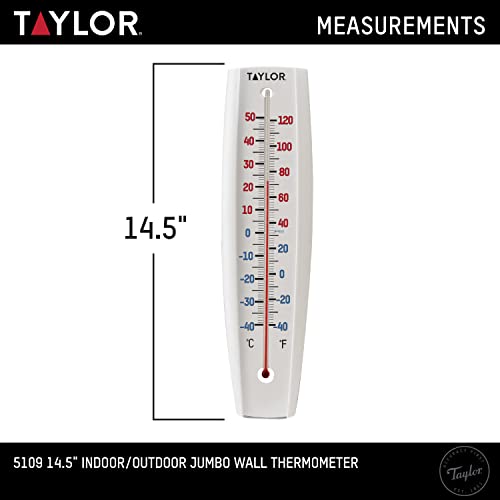Taylor Jumbo Indoor Outdoor Thermometer - 14-inch Wireless Wall Mount