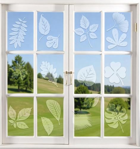 Bird Strike Prevention Window Clings - 26 Leaf Decals for Safety